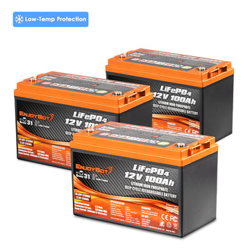 Enjoybot 36V 100Ah LiFePO4 Lithium Trolling Motor Battery Set - 3 Batteries